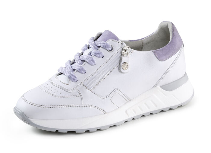 ELENA EDEN Schn&uuml;rschuh aus Nappaleder mit Velours-Bes&auml;tzen WEISS-FLIEDER