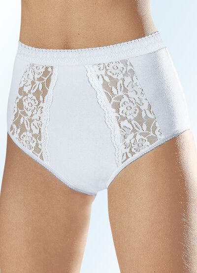 Fünferpack Slips mit elastischen Spitzeneinsätzen 