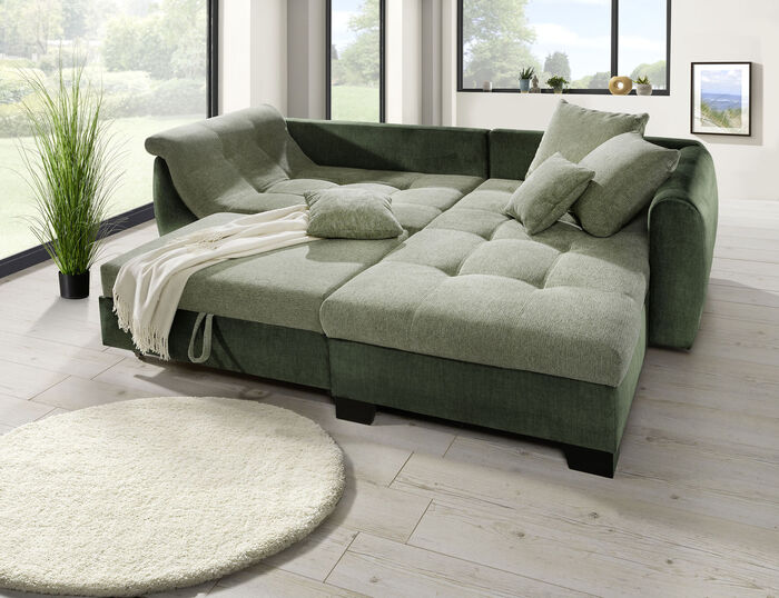 Bequeme Polsterecke mit Bettfunktion 