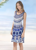 Laurina Kleid mit platziertem Druckdessin, breite Träger 