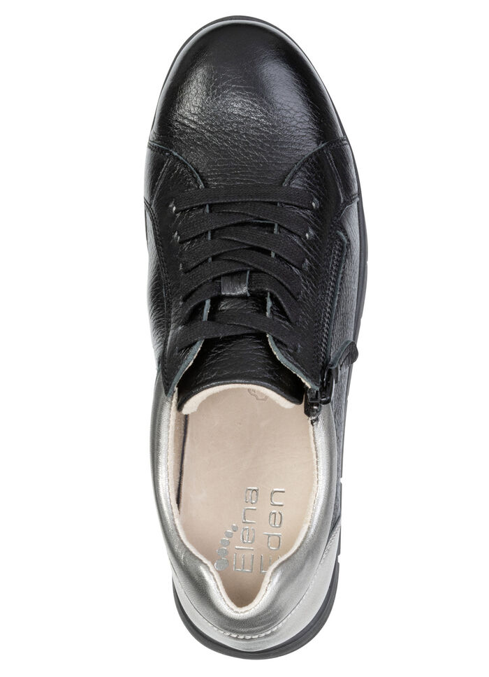 ELENA EDEN, bequeme Damen-Sneaker, Weite G, mit herausnehmbarem Fußbett SCHWARZ-SILBER