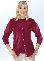 Strick-Twinset in Feinstrick mit Schurwolle KIRSCHROT