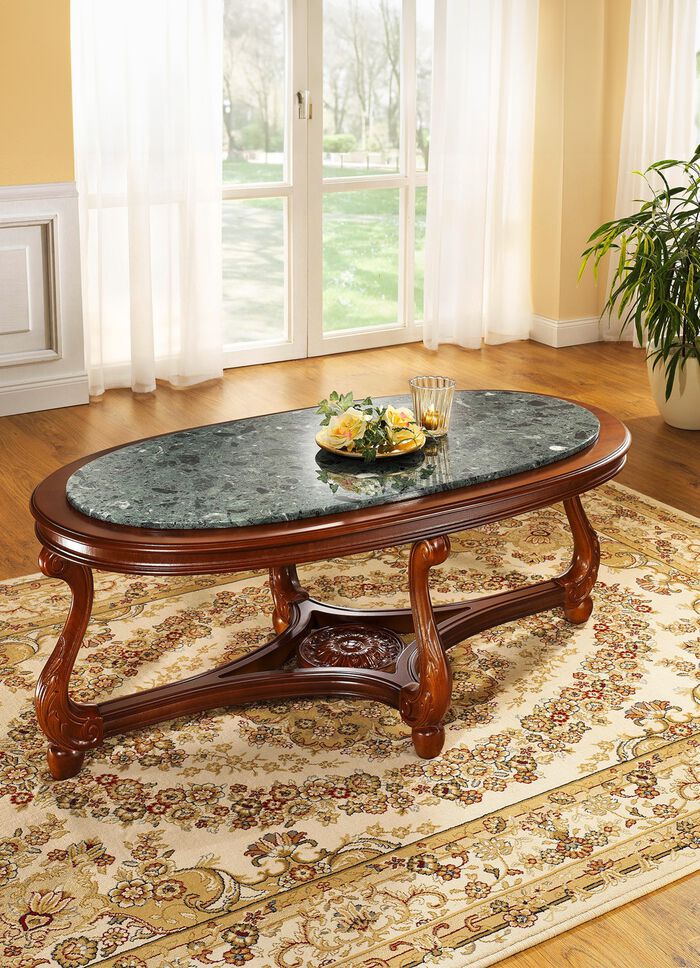 Wohnzimmertische mit Tischplatte aus Marmor-Konglomerat NUSSBAUM-GR&Uuml;N