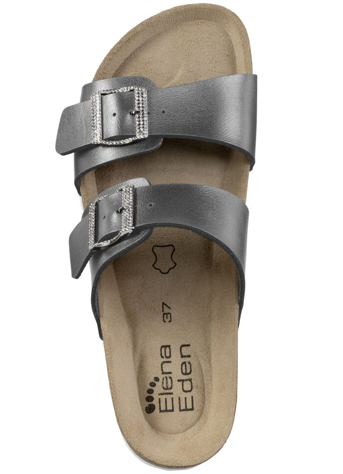 ELENA EDEN Pantolette mit Glitzersteinchen verzierten Schließen ONYXSCHWARZ