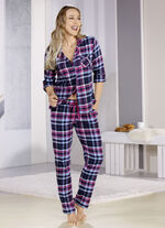Schlafanzug, durchgeknöpft mit langen Ärmel und im Karodessin 