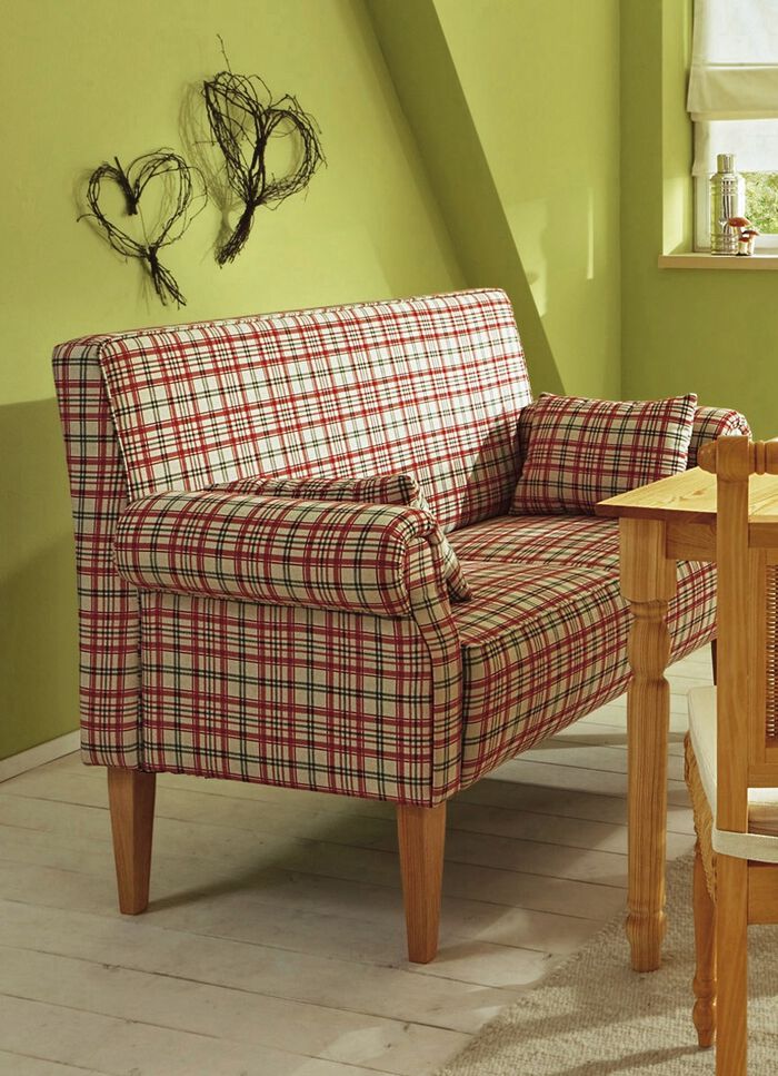 Rustikales Tisch-Sofa mit Federkern ROT KARIERT