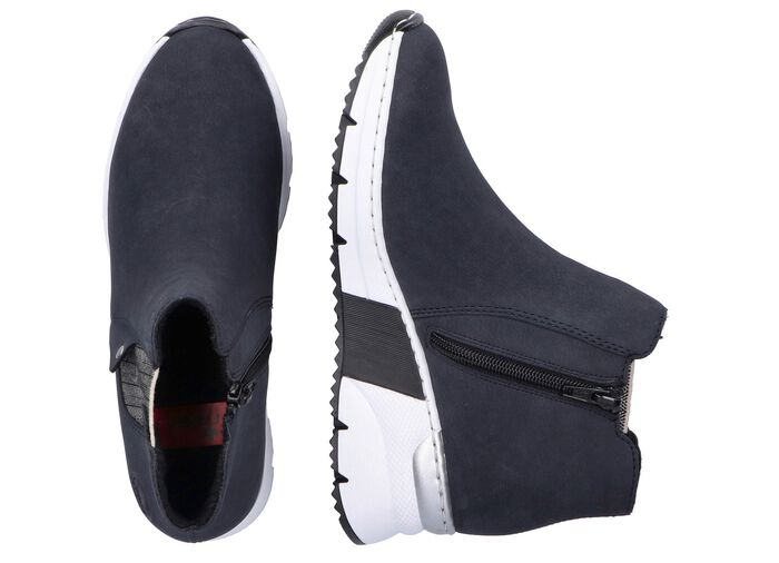 Rieker, modische Damen-Boots, Weite G, mit Reißverschluss DUNKELBLAU