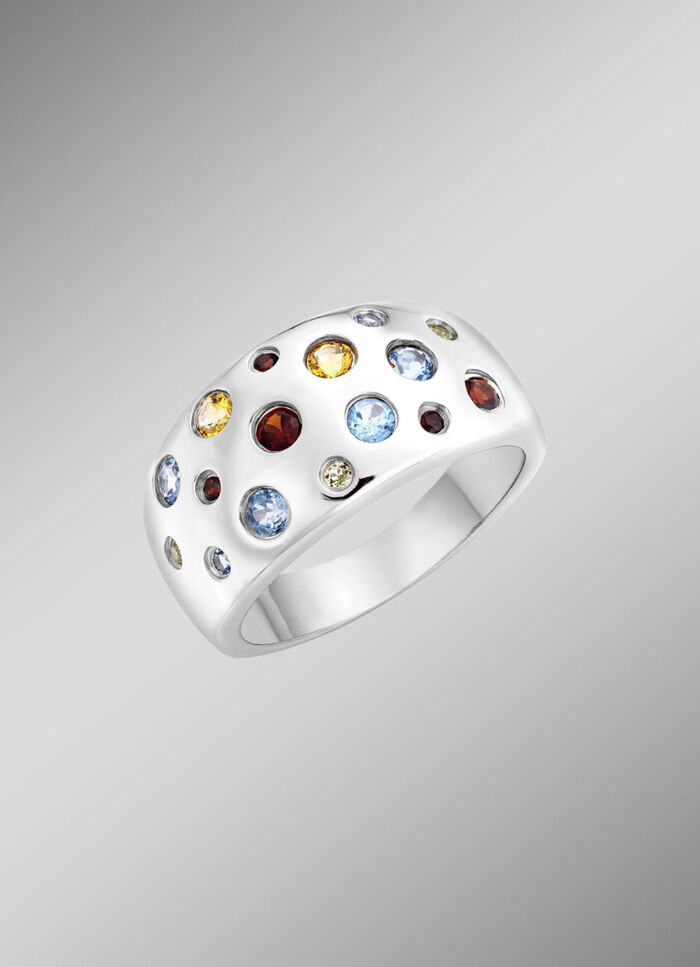 Funkelnde Raffinesse: Damenring mit echten Edelsteinen 