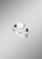 Damenring mit synthetischen Zirkonia und Süßwassser-Zuchtperle 