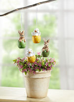  Fr&uuml;hlingsdekoration 2er-Set, aus Terrakotta GR&Uuml;N-ORANGE