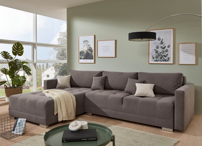 Polsterecke mit Funktion und Bettkasten BRAUN