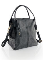 Collezione Alessandro Tasche aus teilweise reptilgepr&auml;gtem Veloursmaterial SCHWARZ