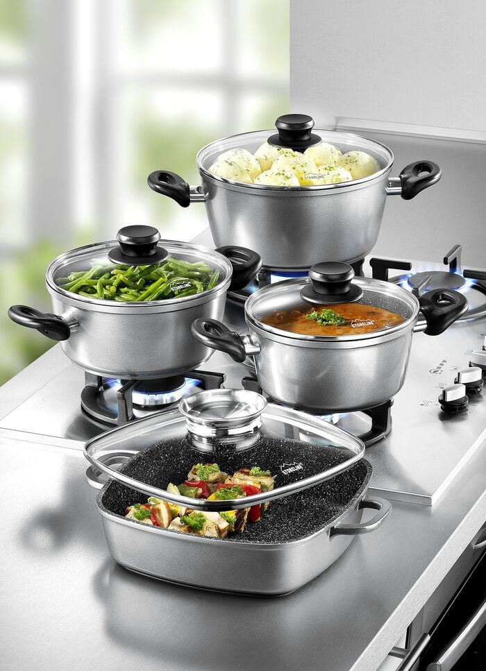 Stoneline – Topf-Set, 10-teilig: Eine Anschaffung fürs Leben ANTHRAZIT