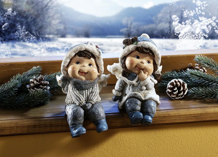 Kantenhocker aus Polyresin, 2er-Set 