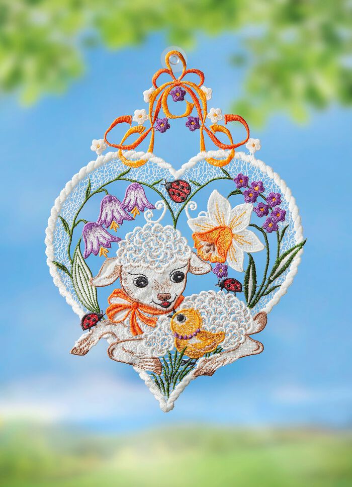 Fensterbild mit L&auml;mmchen-Motiv 