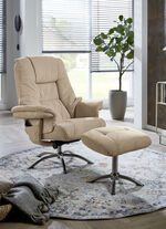 Relax-Sessel mit Hocker und Gestell aus Metall BEIGE