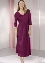 Nachthemd mit Motivspitze, knöchellang BORDEAUX