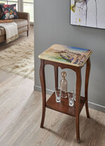 Teilmassive Beistelltisch mit Druck "Rialtobrücke"  NUSSBAUM