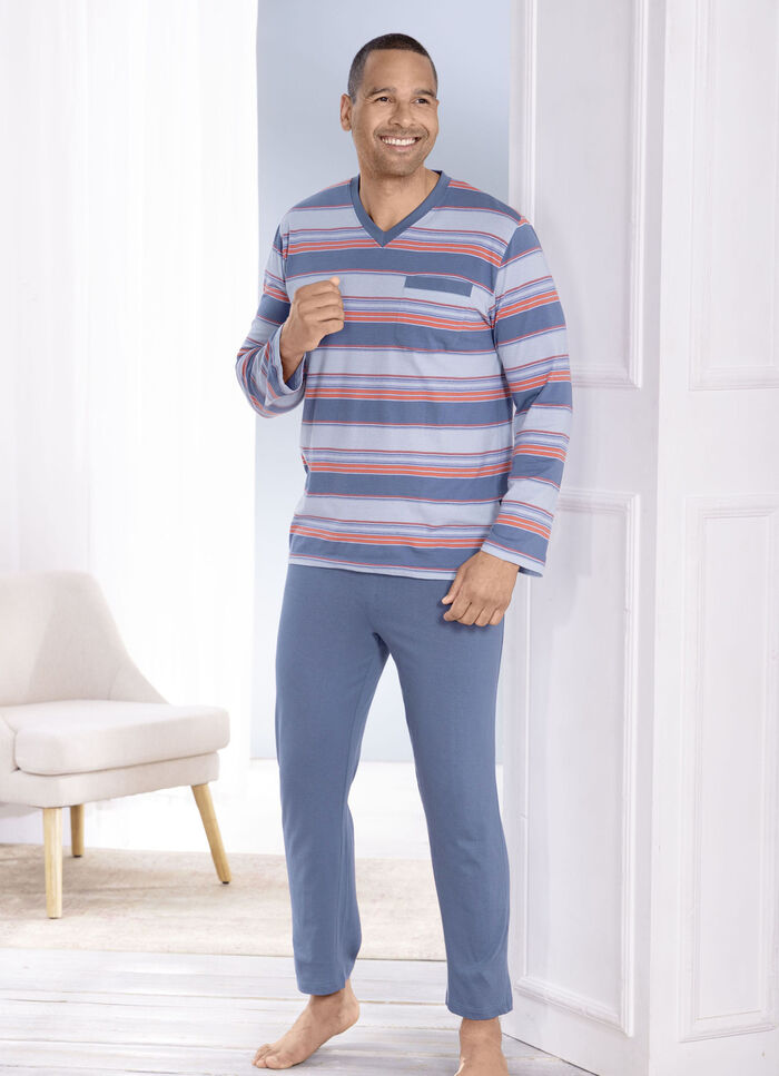 Zweierpack Schlafanz&uuml;ge mit V-Ausschnitt und Brusttasche 