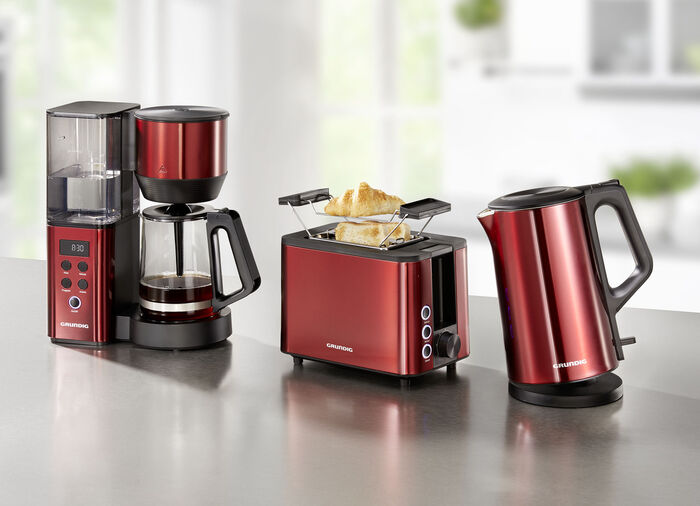 Grundig Frühstücksserie aus hochwertigem Edelstahl ROT