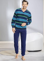 Schlafanzug aus Frottierstretch mit Bündchenabschlüssen 