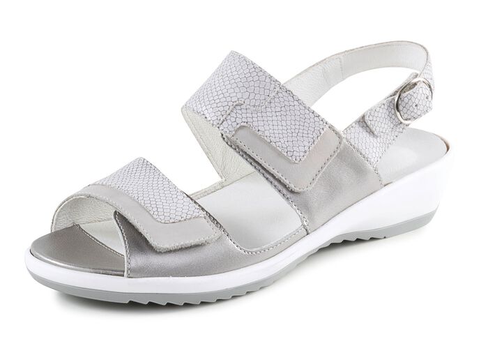 Waldl&auml;ufer Sandale aus Nappa- und Nubukleder MATTSILBER-GRAU