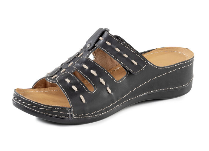 ELENA EDEN Pantolette aus Nappaleder mit Kontrast-Durchzügen SCHWARZ