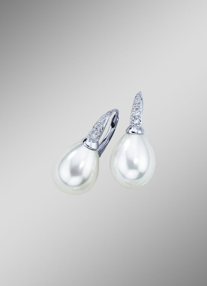 Ohrringe mit Muschelkernperltropfen 