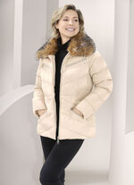 Jacke mit abnehmbarem Kunstpelz-Besatz am Kragen 