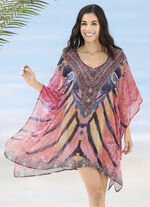 Laurina Tunika mit Schmucksteinchen, leicht transparent 