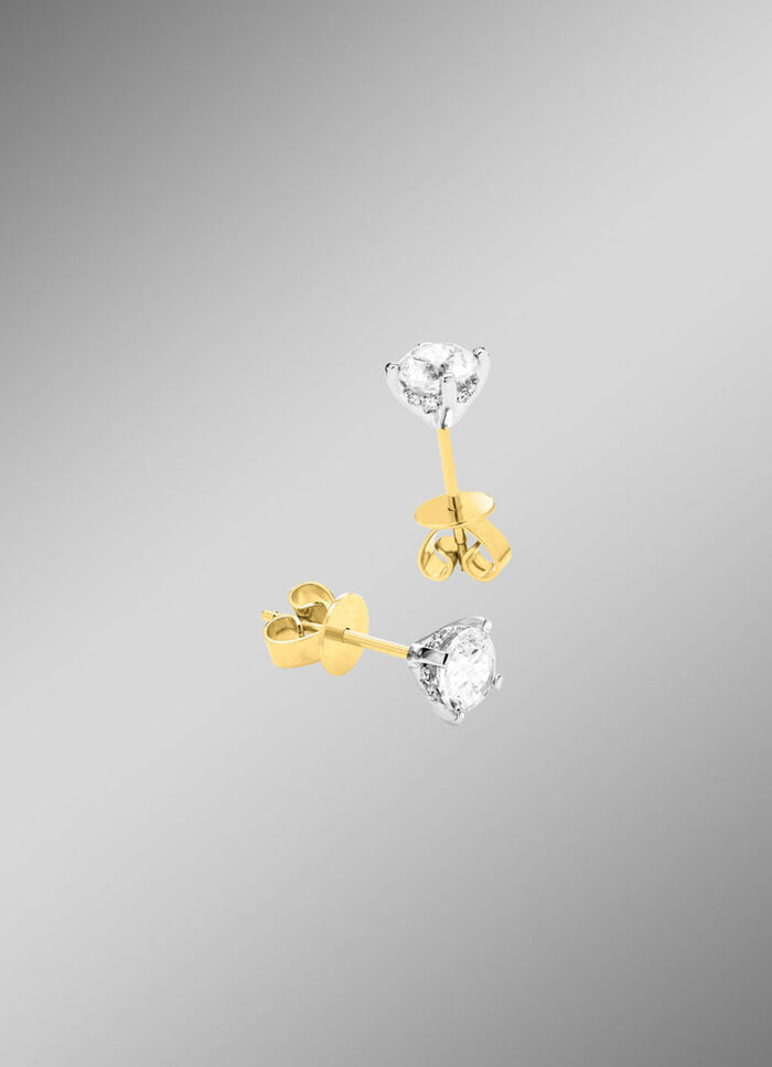 Solitär-Ohrstecker in Bicolor mit Brillant 
