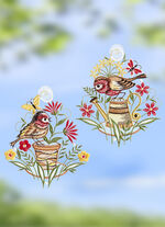 Fensterbild V&ouml;gel, 2er-Set aus Plauener Spitze 