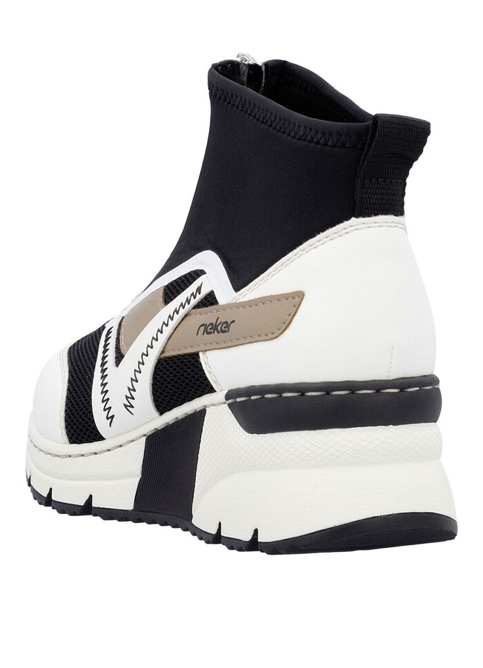 Rieker, stylische Damen-Boots, Weite G, mit herausnehmbarem Fußbett CREME-SCHWARZ-BRAUN