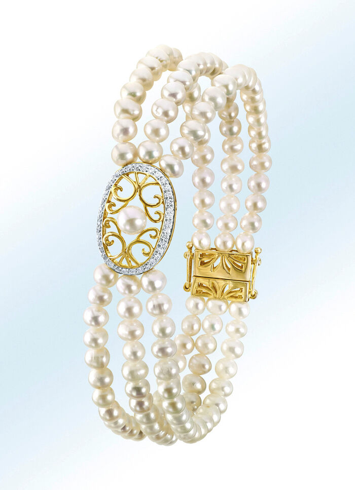 3-reihiges Armband aus S&uuml;&szlig;wasser-Zuchtperlen 