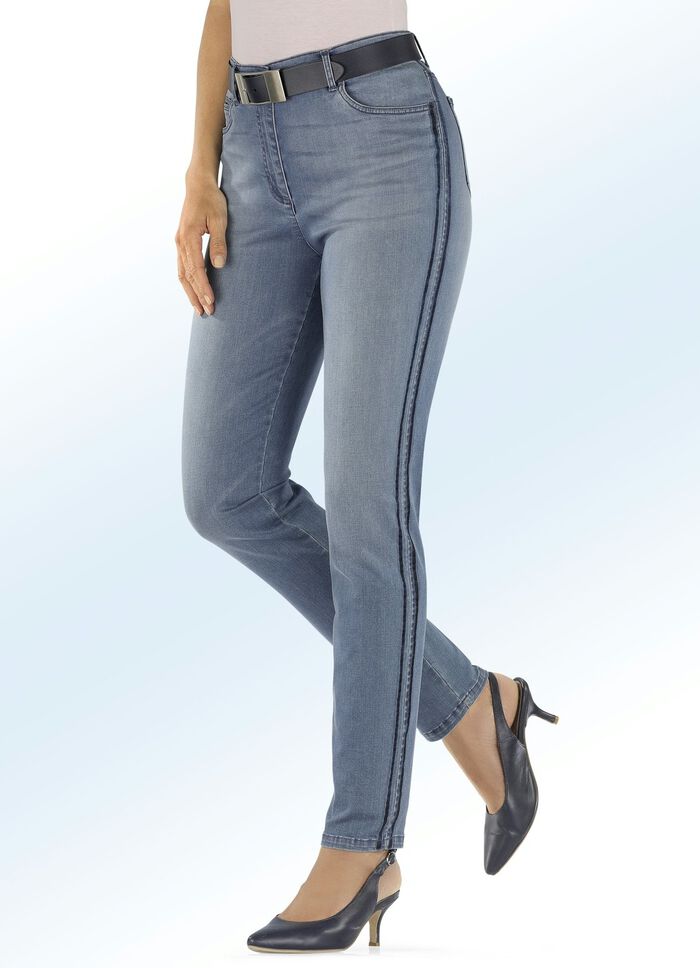 Jeans mit angesagtem Galonstreifen 