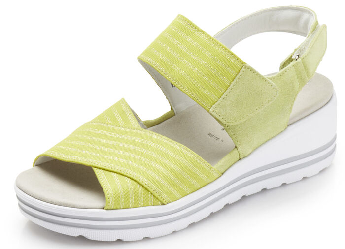 Waldl&auml;ufer Sandale mit sliberfarbenen Durchz&uuml;gen LIMETTE