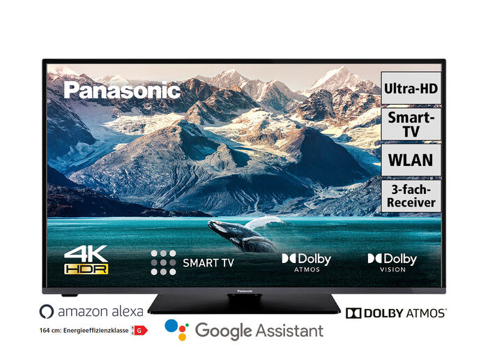 Ultraflacher Panasonic 4K-HDR Ultra-HD-LED-Fernseher 