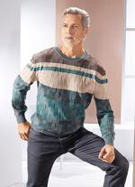 Rundhalspullover mit Strukturmix in 2 Farben 