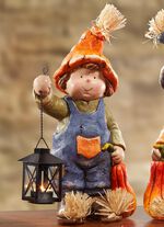 Herbstkinder mit K&uuml;rbis und Laterne 