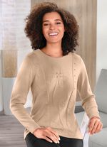 Pullover mit aufwendiger Strukturblüte BEIGE
