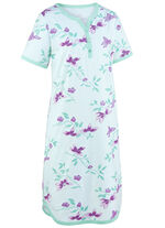 Zweierpack Nachthemden, Knielang mit Knopfleiste und kurzen Ärmeln 