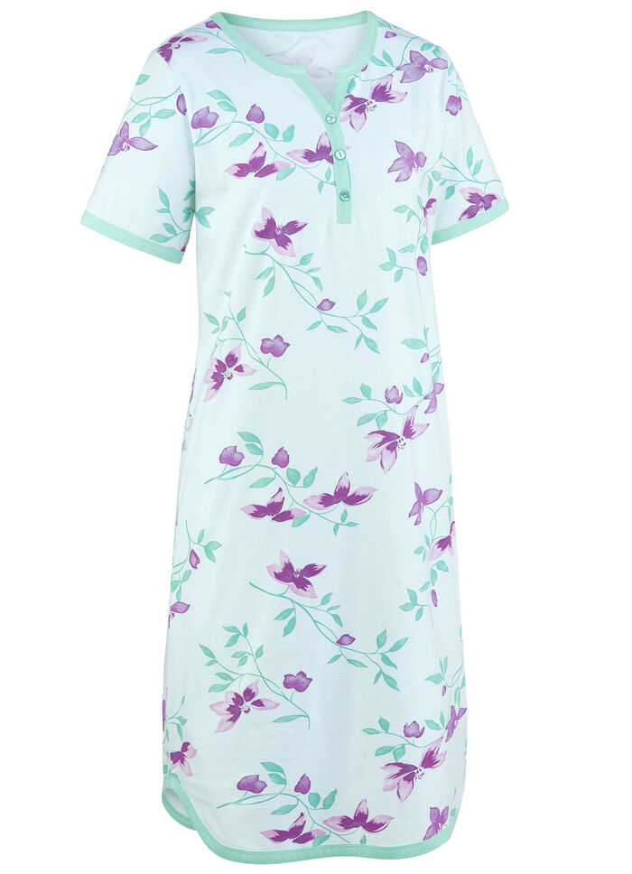 Zweierpack Nachthemden, Knielang mit Knopfleiste und kurzen Ärmeln 