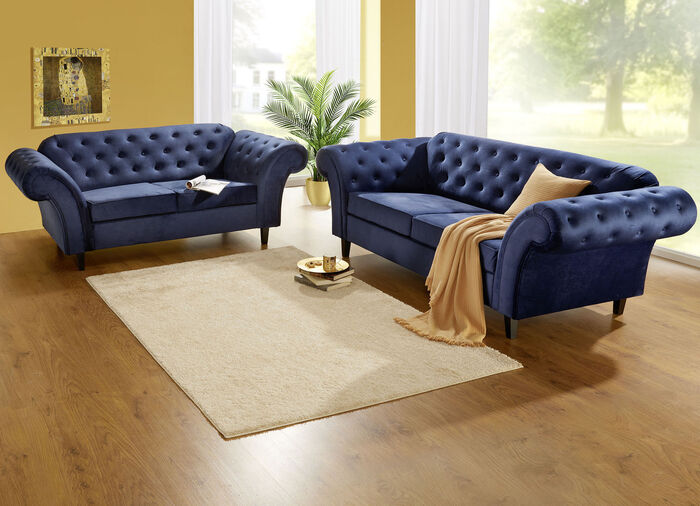 Außergewöhnliche Polstermöbel auf stabilem Holzgrundgestell BLAU