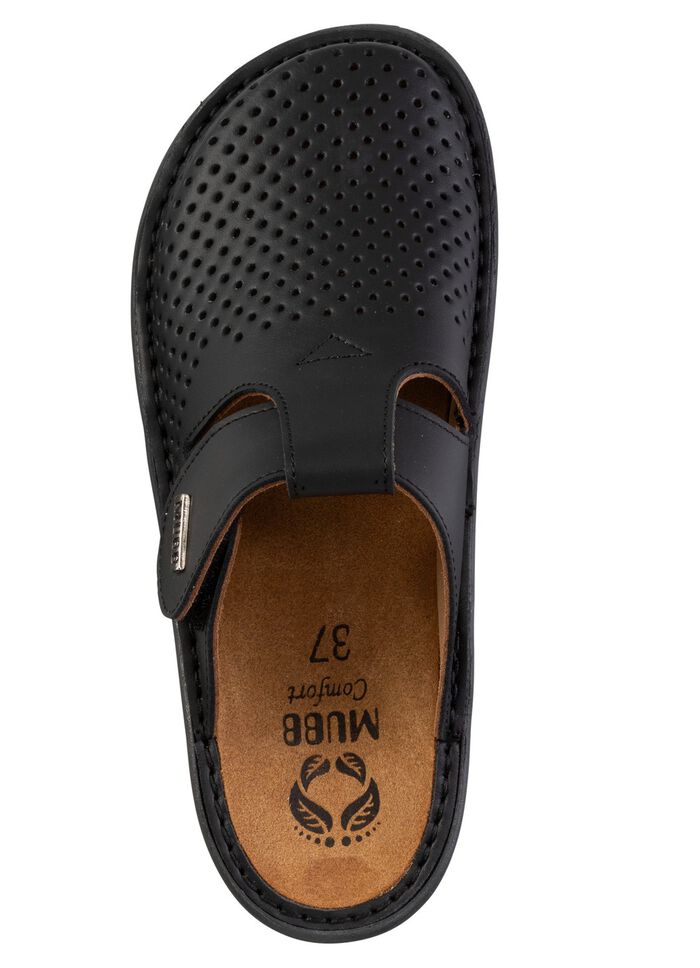 Mubb, sommerliche Damen-Clogs, Weite H, mit herausnehmbarem Fu&szlig;bett SCHWARZ