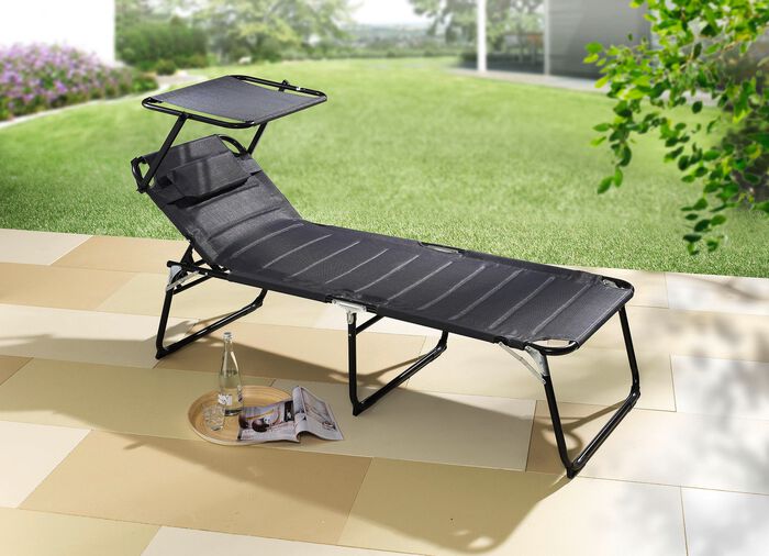 XXL-Liege mit Dach und 4-fach verstellbarer R&uuml;ckenlehne 