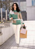 Pullover mit weichem Griff MINT-ECRU-TAUPE