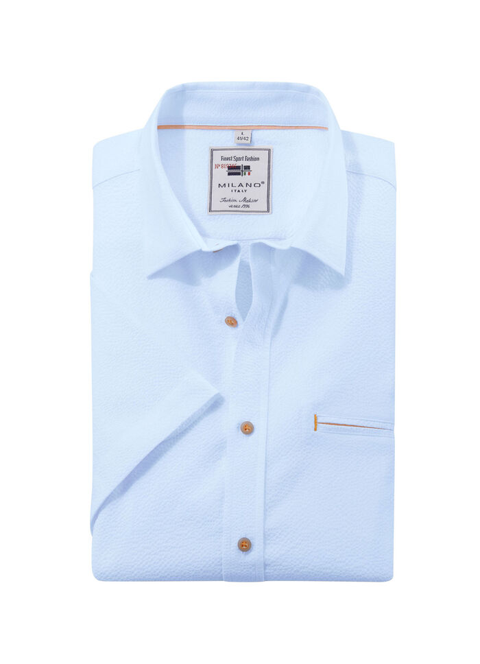 Seersucker Hemd von "Milano Italy" in 3 Farben HELLBLAU