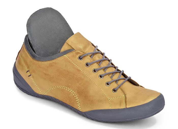 Andrea Conti, klassische Damen-Schnürschuhe, mit herausnehmbarem Lederfußbett SENFGELB