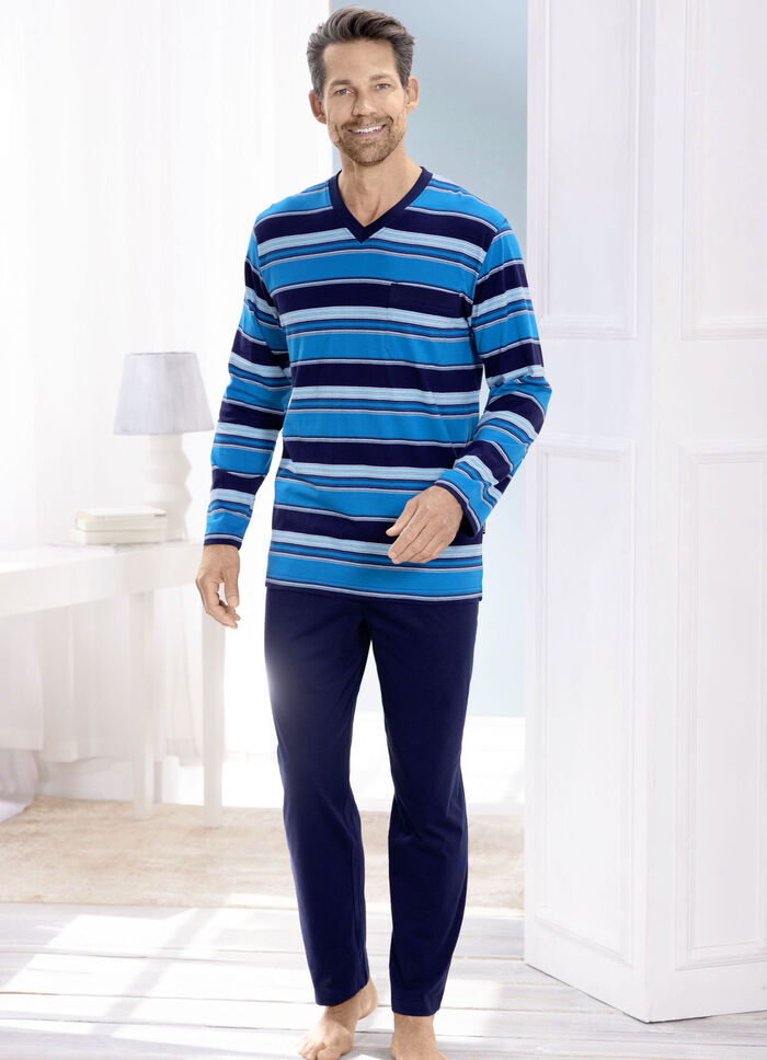 Zweierpack Schlafanz&uuml;ge mit V-Ausschnitt und Brusttasche 