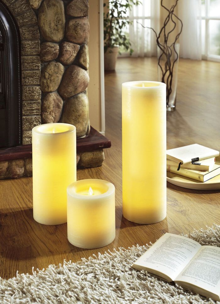 XXL LED-Echtwachskerzen mit Timer und Flackereffekt 